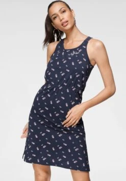 Taifun Gedessineerde Jurk -TrendyTijd Verkoop kangaroos zomerjurk met leuke kanten inzet in gehaakte look op de rug nieuwe collectie blauw