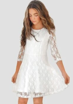 KIDSWORLD Kanten Jurk Met 3/4-mouwen