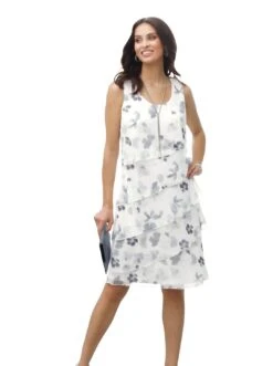 Heine Zomerjurk Linnen Jurk -TrendyTijd Verkoop lady gedessineerde jurk beige 3