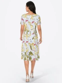 Lady Gedessineerde Jurk -TrendyTijd Verkoop lady gedessineerde jurk geel 2