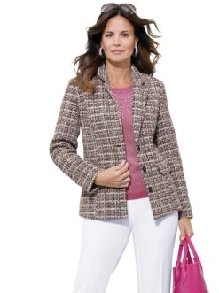 DELMAO Gedessineerde Jurk 31 DELMAO Gedessineerde Jurk -TrendyTijd Verkoop lady jasje blazer beige 1