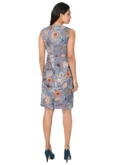 Lady Kokerjurk Gedessineerde Jurk 22 Lady Kokerjurk Gedessineerde Jurk -TrendyTijd Verkoop lady kokerjurk gedessineerde jurk blauw 3