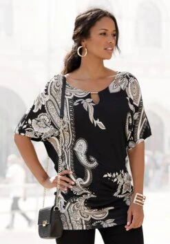 Heine Maxi-jurk Jerseyjurk 24 Heine Maxi-jurk Jerseyjurk -TrendyTijd Verkoop lascana jerseyjurk met sierdetail bij de hals multicolor