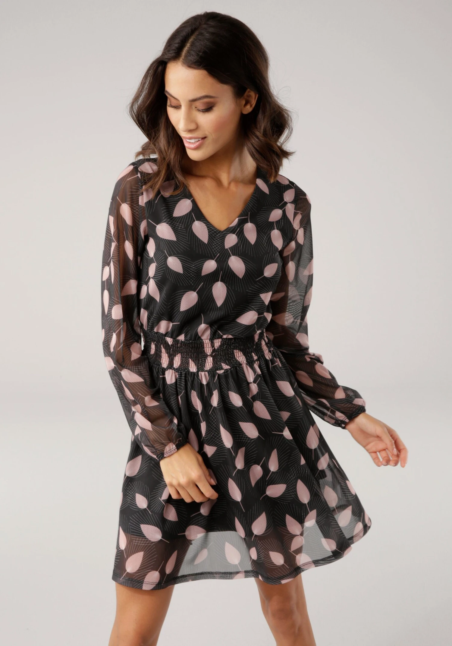 Aniston SELECTED Midi-jurk Met Transparante Mouwen, Nieuwe Collectie 19 Aniston SELECTED Midi-jurk Met Transparante Mouwen, Nieuwe Collectie - Afbeelding 17