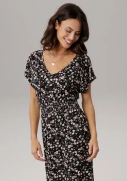 Laura Scott Midi-jurk Met Smoking -TrendyTijd Verkoop laura scott midi jurk met smoking zwart 4