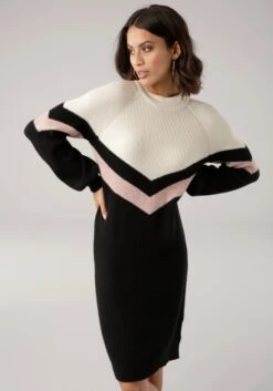 Tom Tailor Gedessineerde Jurk Met Een V-hals En Bindceintuur In De Taille -TrendyTijd Verkoop laura scott tricotjurk met streepmotief nieuwe collectie zwart