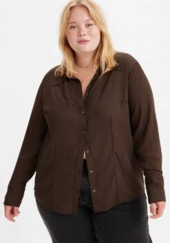 Marc O'Polo Jurk Met Overhemdkraag -TrendyTijd Verkoop levis plus blouse met lange mouwen pl maeve bruin
