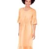 LINEA TESINI By Heine Volantjurk Linnen Jurk -TrendyTijd Verkoop linea tesini by heine volantjurk linnen jurk oranje