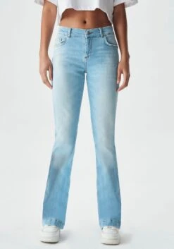 Tom Tailor Gedessineerde Jurk Met Een V-hals En Bindceintuur In De Taille -TrendyTijd Verkoop ltb bootcut jeans fallon 1 delig blauw
