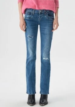 ONLY CARMAKOMA Gedessineerde Jurk CARANITA DENIZIA 3/4 SHIRT BLK DRS AOP -TrendyTijd Verkoop ltb bootcut jeans valerie met lange uitlopende pijpbelijning en lage taillehoogte met stretch aandeel 1 delig