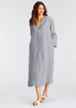 Creation L Gedessineerde Jurk -TrendyTijd Verkoop masai midi jurk nybitten ruimvallend zonder sluiting wit