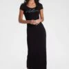 Melrose Maxi-jurk Met Kant En Glitter-slogan 2 Melrose Maxi-jurk Met Kant En Glitter-slogan -TrendyTijd Verkoop melrose maxi jurk met kant en glitter slogan zwart