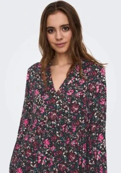 Only Gedessineerde Jurk ONLGAIA LS V-NECK DRESS CS NN -TrendyTijd Verkoop only gedessineerde jurk onlgaia ls v neck dress cs nn rood 3