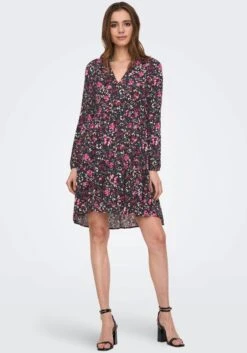 Only Gedessineerde Jurk ONLGAIA LS V-NECK DRESS CS NN -TrendyTijd Verkoop only gedessineerde jurk onlgaia ls v neck dress cs nn rood 4