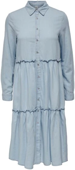 Only Maxi-jurk ONLMAY S/L HALTERNECK DRESS JRS -TrendyTijd Verkoop only jeansjurk onlbea life ls long dnm dress blauw 2