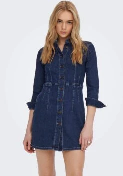 Classic Inspirationen Kokerjurk Gedessineerde Jurk 27 Classic Inspirationen Kokerjurk Gedessineerde Jurk -TrendyTijd Verkoop only jeansjurk onlrika ls stretch dnm dress cro blauw