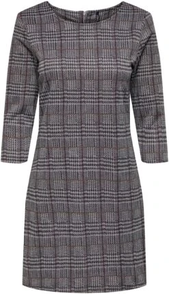 Esprit Gedessineerde Jurk -TrendyTijd Verkoop only jerseyjurk onlbrilliant 3 4 check dress zwart 1
