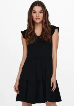 CREATION L PREMIUM Shirtjurk Modal-jurk -TrendyTijd Verkoop only jerseyjurk onlmay cap sleeves frill dress zwart