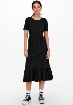 Only Jurk In Overgooiermodel ONLKARMEN ANNE LIFE S/L DRESS WVN NOOS -TrendyTijd Verkoop only jerseyjurk onlmay s s peplum calf dress box jrs zwart 1