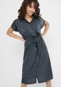 Comma Mini-jurk -TrendyTijd Verkoop only jurk met overhemdkraag onlhannover s s shirt dress blauw 6