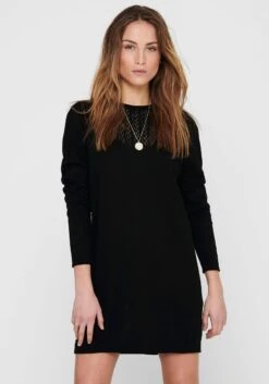AJC Maxi-jurk Met Plooi Op De Schouders En Gesmokte Taille - Nieuwe Collectie -TrendyTijd Verkoop only tricotjurk onleden l s dress knt zwart 1