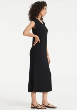 OPUS Midi-jurk WInston In Fraaie Jersey Ribkwaliteit -TrendyTijd Verkoop opus midi jurk winston in fraaie jersey ribkwaliteit zwart 3