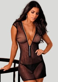 Petite Fleur Gold Jurk Van Netstof Transparant Materiaal Met Ritssluiting Voor