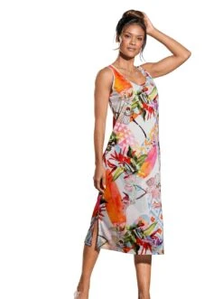 Calvin Klein Jurk In Haltermodel -TrendyTijd Verkoop plantier zomerjurk beige 1