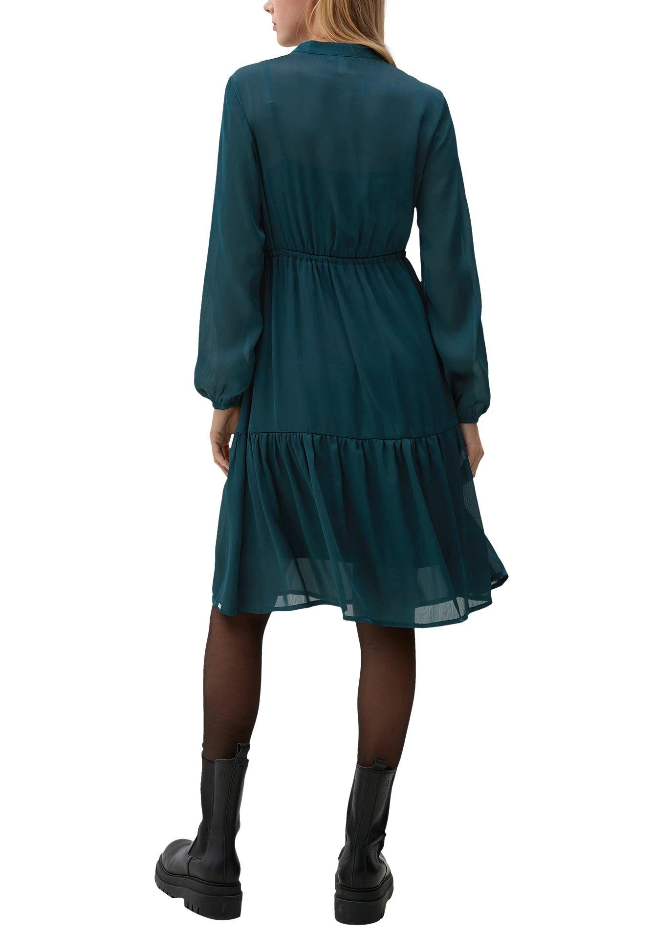 Q/S Designed By Jurk Met Overhemdkraag Jurk Met Crêpestructuur 4 Q/S Designed By Jurk Met Overhemdkraag Jurk Met Crêpestructuur - Afbeelding 2