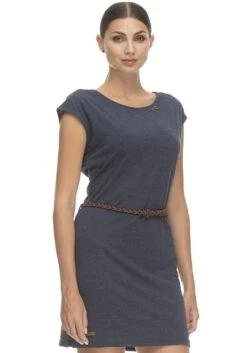 S.Oliver BLACK LABEL Midi-jurk Jurk Van Viscose-stretch (1-delig) -TrendyTijd Verkoop ragwear jerseyjurk sofia dress met lage ruglijn met een afneembare riem blauw