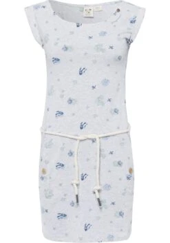 STREET ONE Mini-jurk -TrendyTijd Verkoop ragwear jerseyjurk tag a organic met maritieme all over print 2 delig met bindstrik wit 1