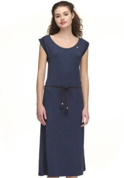 Ragwear Midi-jurk TAG MIDI Met Sierkraaltjes En Kwasten Aan Het Uiteinden Van De Bandjes (2-delig, Met Een Bindceintuur)