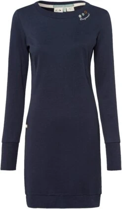 Tom Tailor Denim Meshjurk Gedessineerde Midi-jurk Van Mesh (1-delig) -TrendyTijd Verkoop ragwear sweatjurk menita o met vegan 3 knoopsapplicatie blauw