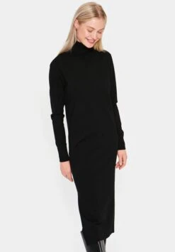 LTB Midi-jurk HOBEHE -TrendyTijd Verkoop saint tropez tricotjurk milasz roll neck long dress zwart 2