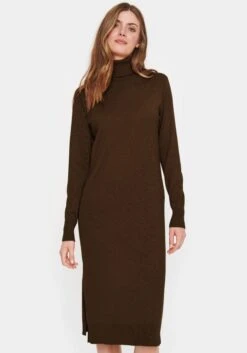 HaILYS Midi-jurk In Wikkellook -TrendyTijd Verkoop saint tropez tricotjurk sz roll neck long dress met col