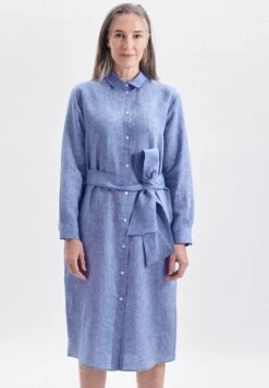Eterna Jurk Met Overhemdkraag CLASSIC FIT -TrendyTijd Verkoop seidensticker zomerjurk zwarte roos lange mouwen kraag garenverver blauw 1