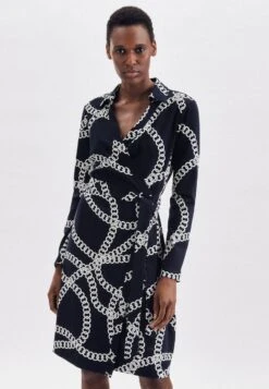 Only Mini-jurk ONLMIA BIKER DRESS CC OTW -TrendyTijd Verkoop seidensticker zomerjurk zwarte roos lange mouwen v hals kettingenprint blauw 1