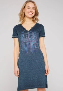 S.Oliver BLACK LABEL Midi-jurk Met Franje En Streepdessin -TrendyTijd Verkoop soccx jerseyjurk met een netinzet bij de schouders blauw 1