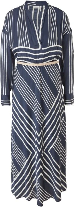 S.Oliver BLACK LABEL Midi-jurk Met Franje En Streepdessin -TrendyTijd Verkoop soliver black label midi jurk met franje en streepdessin blauw 3
