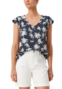 Lady Kanten Jurk -TrendyTijd Verkoop soliver blouse met korte mouwen met all over motief blauw 1