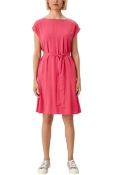 Classic Inspirationen Shirtjurk Jacquard Jurk -TrendyTijd Verkoop soliver midi jurk met een bindceintuur roze 1