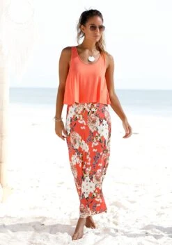 S.Oliver RED LABEL Beachwear Maxi-jurk In Laagjes-look