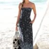 S.Oliver RED LABEL Beachwear Maxi-jurk Met Randprint -TrendyTijd Verkoop soliver red label beachwear maxi jurk met randprint blauw