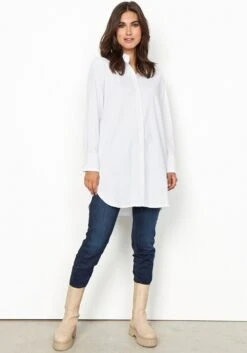 Aniston SELECTED Maxi-jurk Met Plooi Bij De Bandjes -TrendyTijd Verkoop soyaconcept lange blouse sc netti 12 wit