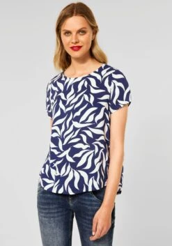 Marc O'Polo Jurk Met Overhemdkraag -TrendyTijd Verkoop street one blouse zonder sluiting met zomerse print all over blauw