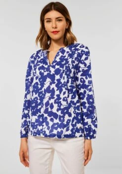 LINEA TESINI By Heine Jurk Met Overhemdkraag Jurk -TrendyTijd Verkoop street one gedessineerde blouse met biezen blauw