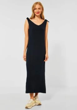 OPUS Midi-jurk WInston In Fraaie Jersey Ribkwaliteit -TrendyTijd Verkoop street one jerseyjurk in een lang model unikleur blauw 2