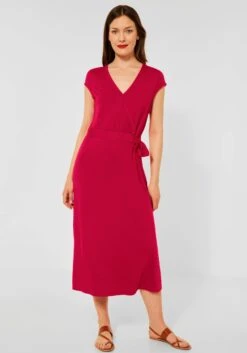 Heine Zomerjurk Tricot Jurk -TrendyTijd Verkoop street one jerseyjurk wikkeljurk in midilengte unikleur rood