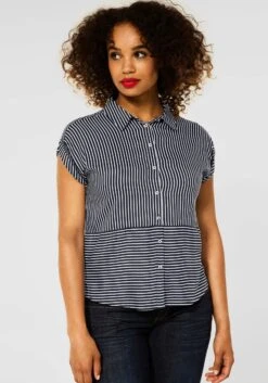 Only Mini-jurk ONLSILJA S/L LIFE DRESS JRS -TrendyTijd Verkoop street one overhemdblouse met aangeknipte mouwen in strepenmix blauw