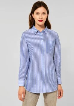 Eterna Jurk Met Overhemdkraag Regular Fit 32 Eterna Jurk Met Overhemdkraag Regular Fit -TrendyTijd Verkoop street one overhemdblouse met klassiek streepdessin langer model blauw 1